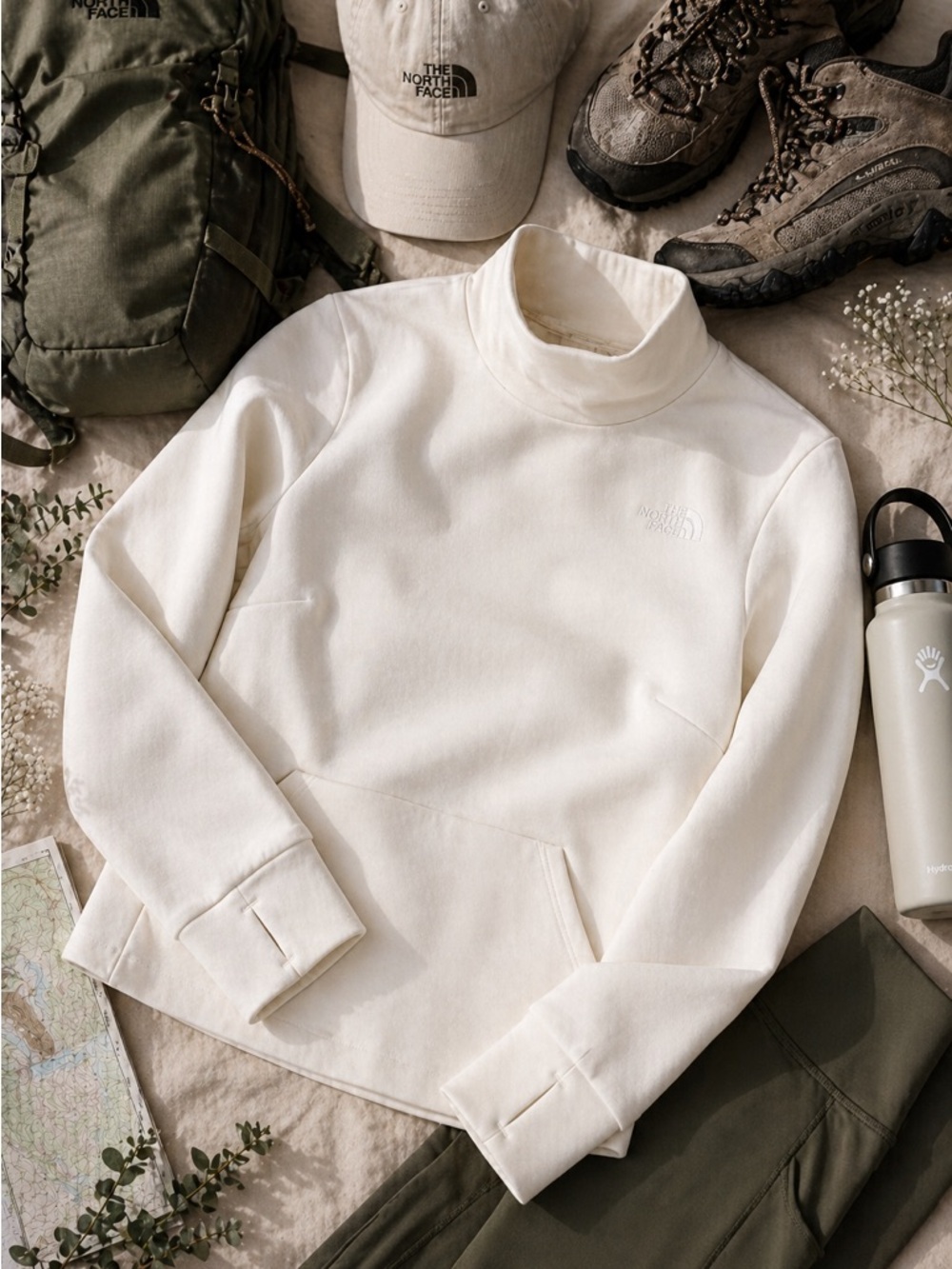 The North Face Womens White Pullover Mock Neck Sweatshirt Size M Minimal